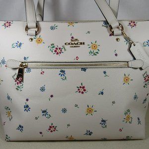 Coach Gallery Tote with Wild Meadow Print, Leather